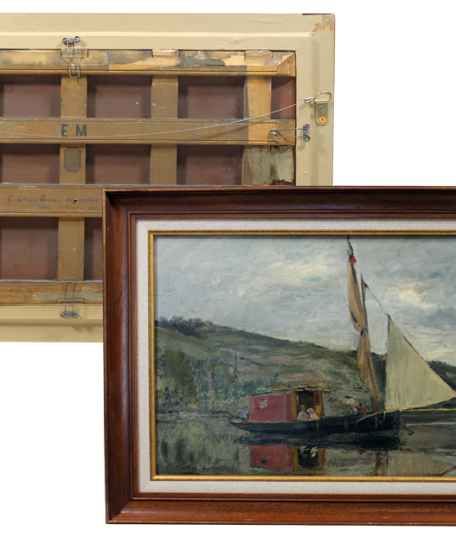 Peinture d'Emile Mathon, le bateau l'Union près de Creil