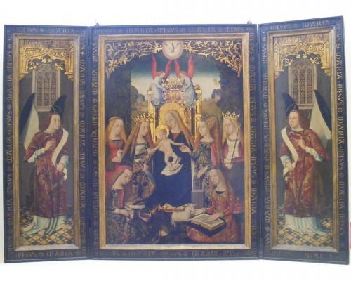 Triptyque de la Vierge entourée de Saintes et d'anges